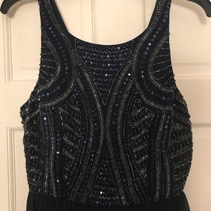 Aidan Mattox Navy Gown Beaded Top Size 6